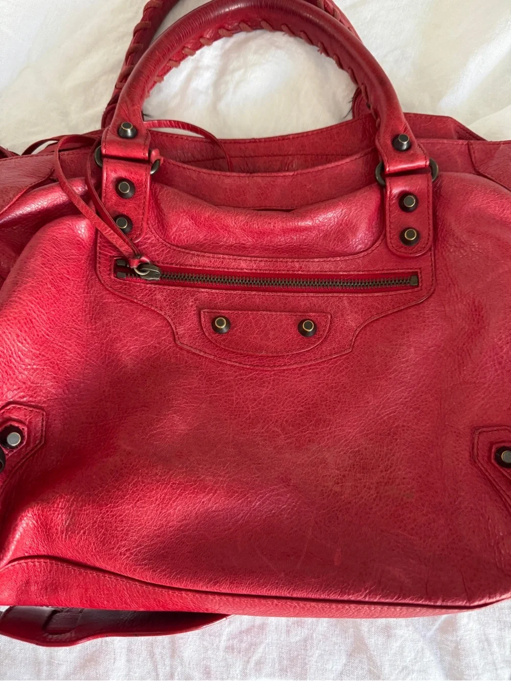 Vintage Red Balenciaga Lambskin Classic City Bag - Picture 6 of 13